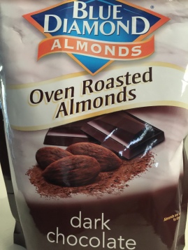 Dark Chocolate almonds. These aren't the coated kind that taste like candy; this is just a nice thin layer of cocoa powder.